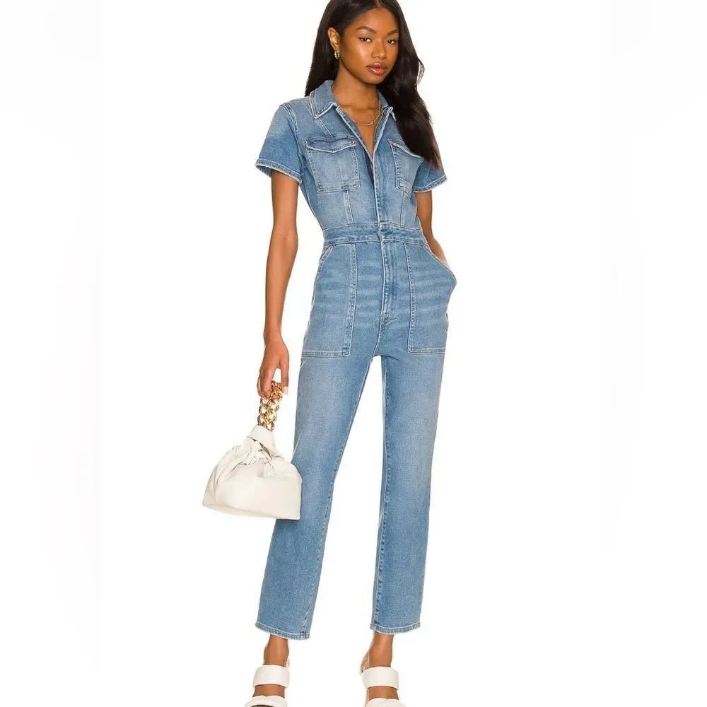 Good American Fit For Success Denim Jumpsuit NWT